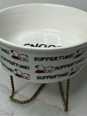 Peanuts Snoopy  Dog Bowl Ceramic Puppy / Dog Dish Suppertime Bowl 5 1/4" x 2"